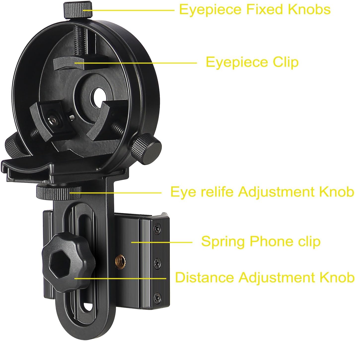 SOLOMARK Cellphone Mount for Vortex Bushnell Celestron Barska Spotting Scope Big Eyepiece Work with Binoculars Monocular Spotting Scope Telescope for Almost Smartphone