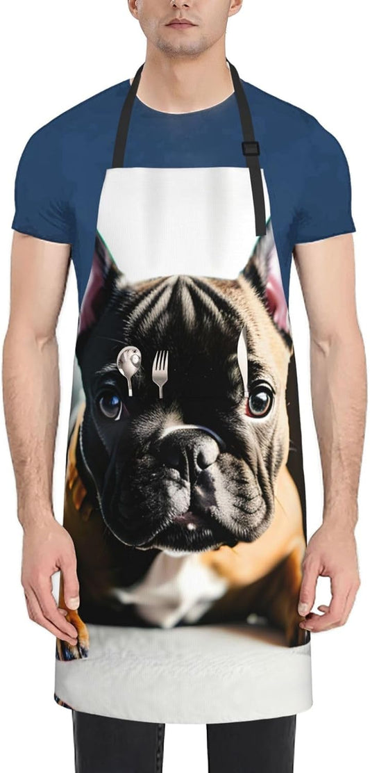 French Bulldog Print 28x33 In Adult Kitchen Apron with Pockets Versati