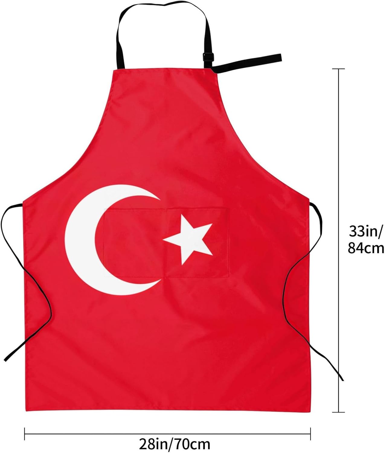 Flag of Turkey print Waterproof chef's apron with pocket apron for kitchen cooking baking barbecue and gardening