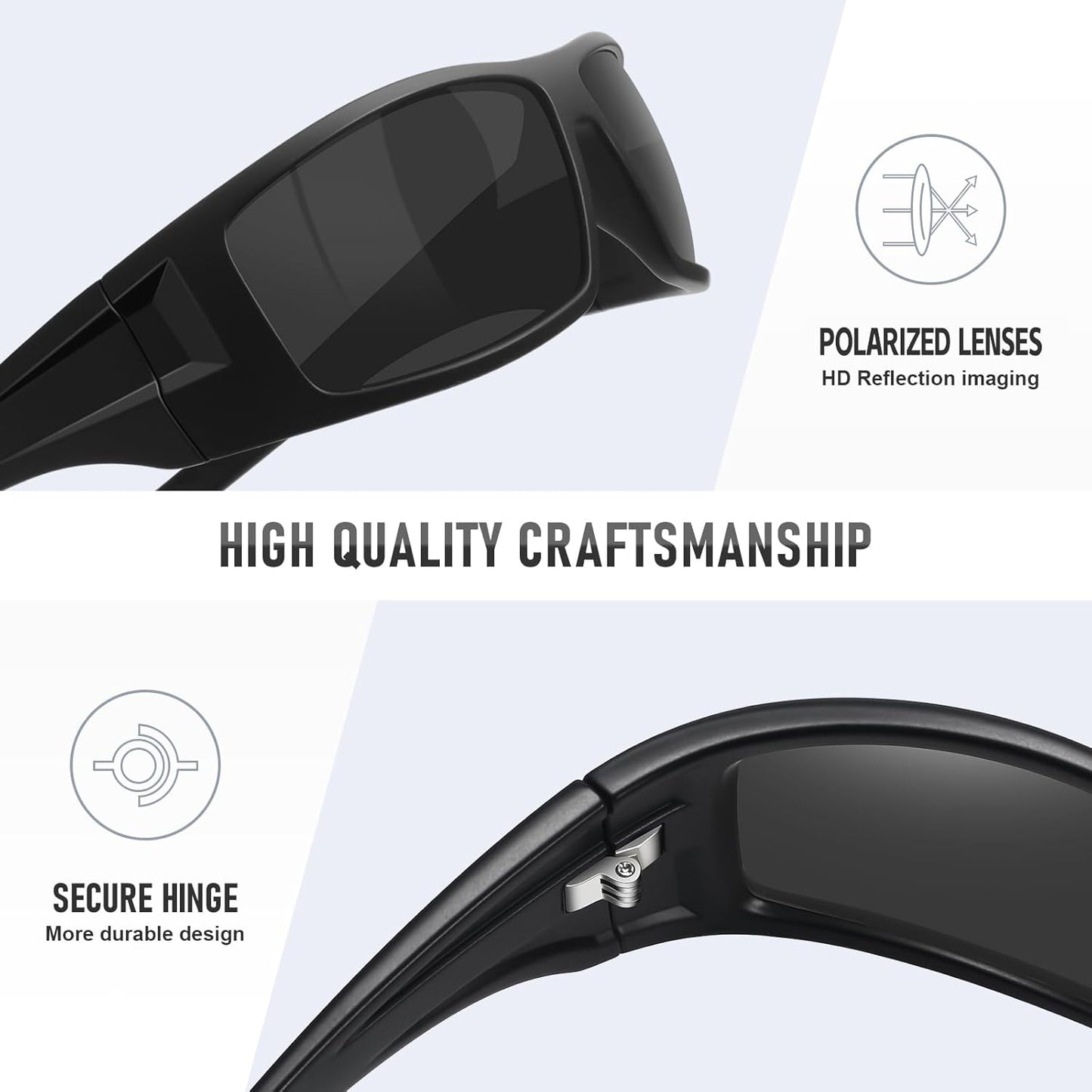 Polarized Sports Sunglasses for Men Women Unbreakable Frame Cycling Fi