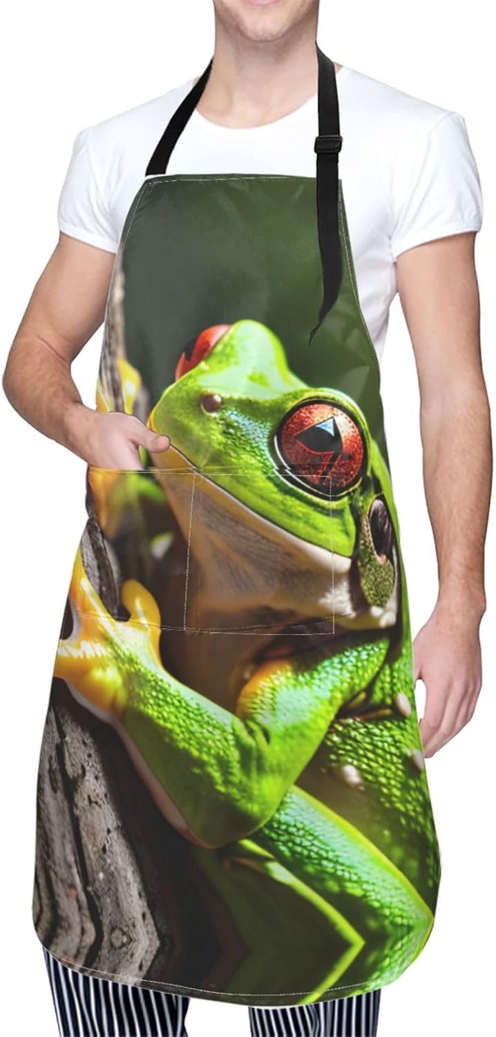 Tree Frog Baby print Waterproof chef's apron with pocket apron for kitchen cooking baking barbecue and gardening