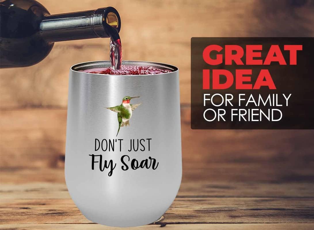 Bird Lover Silver Edition Wine Tumbler 12oz - Don't just fly soar - Hu