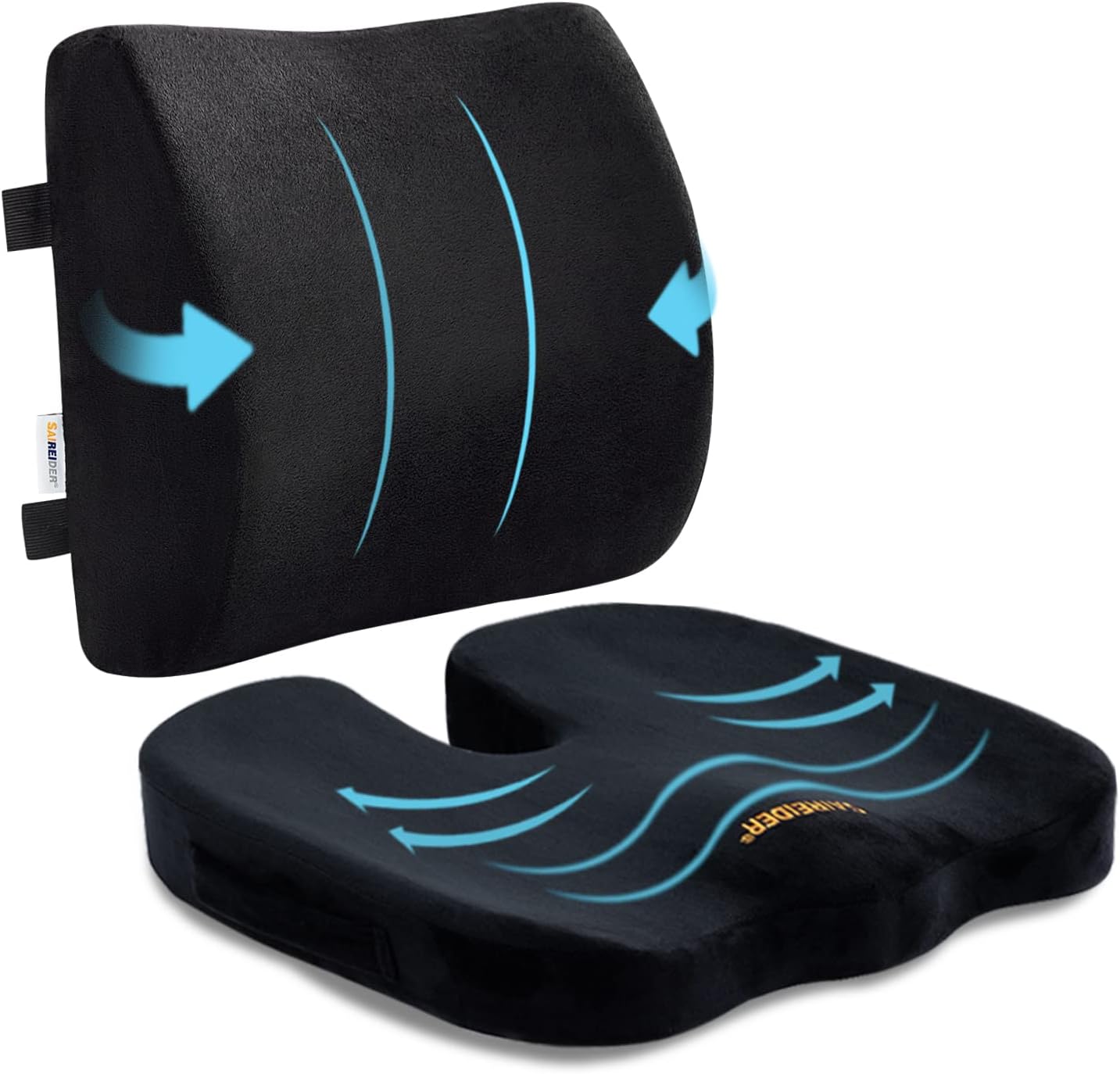 SAIREIDER Seat Cushion and Lumbar Support Pillow for Office Chair, Mem