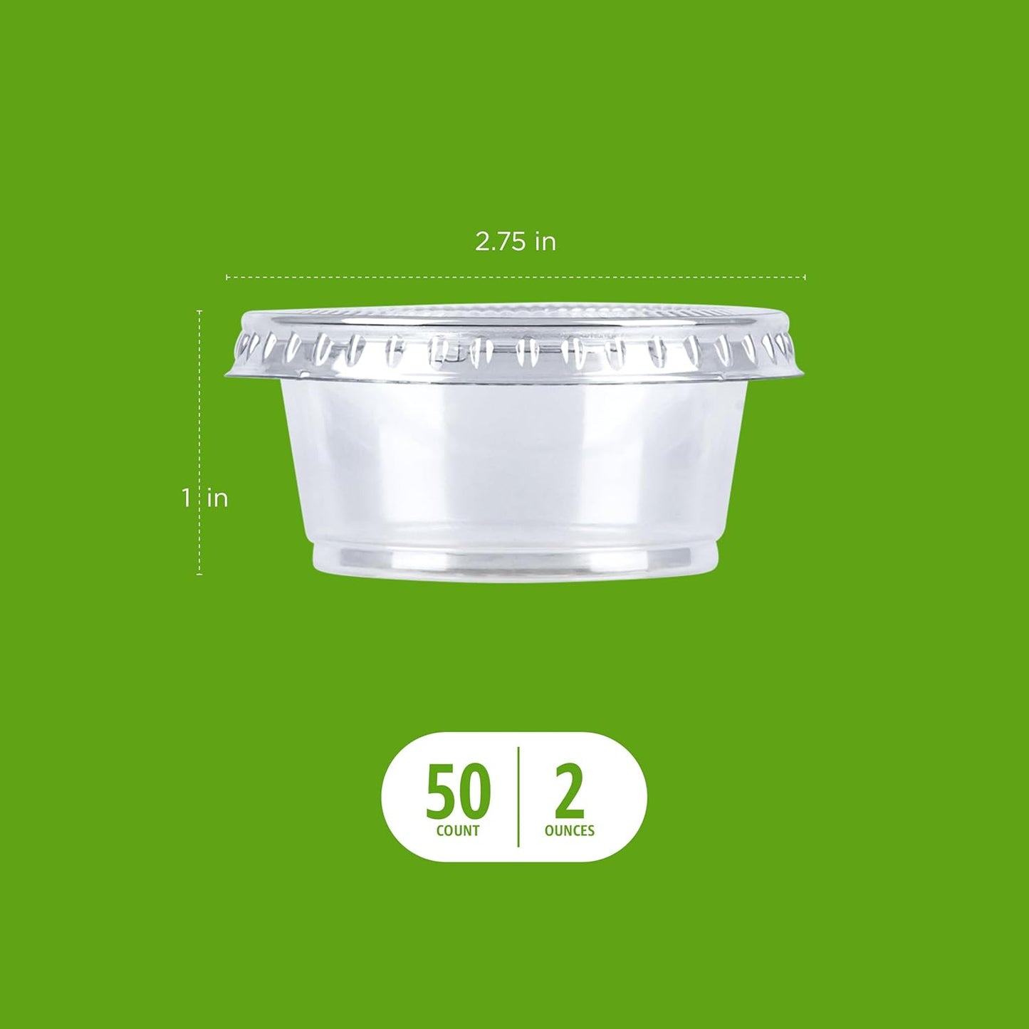 Amazon Basics Disposable Plastic To-Go Cups and Lids, Mini, 2oz, 50 Count