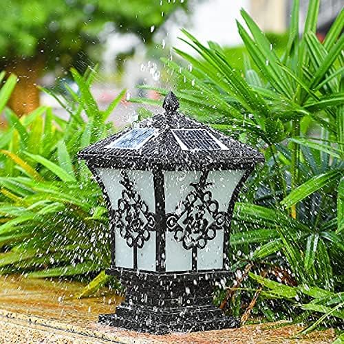 European StyleAntique Column Head Lamp Villa Wall Outdoor Door Solar Garden 220IP55Antirust Waterproof LED Pillar Lights Space: Community Courtyard Municipal Administration(Black,S20cm)