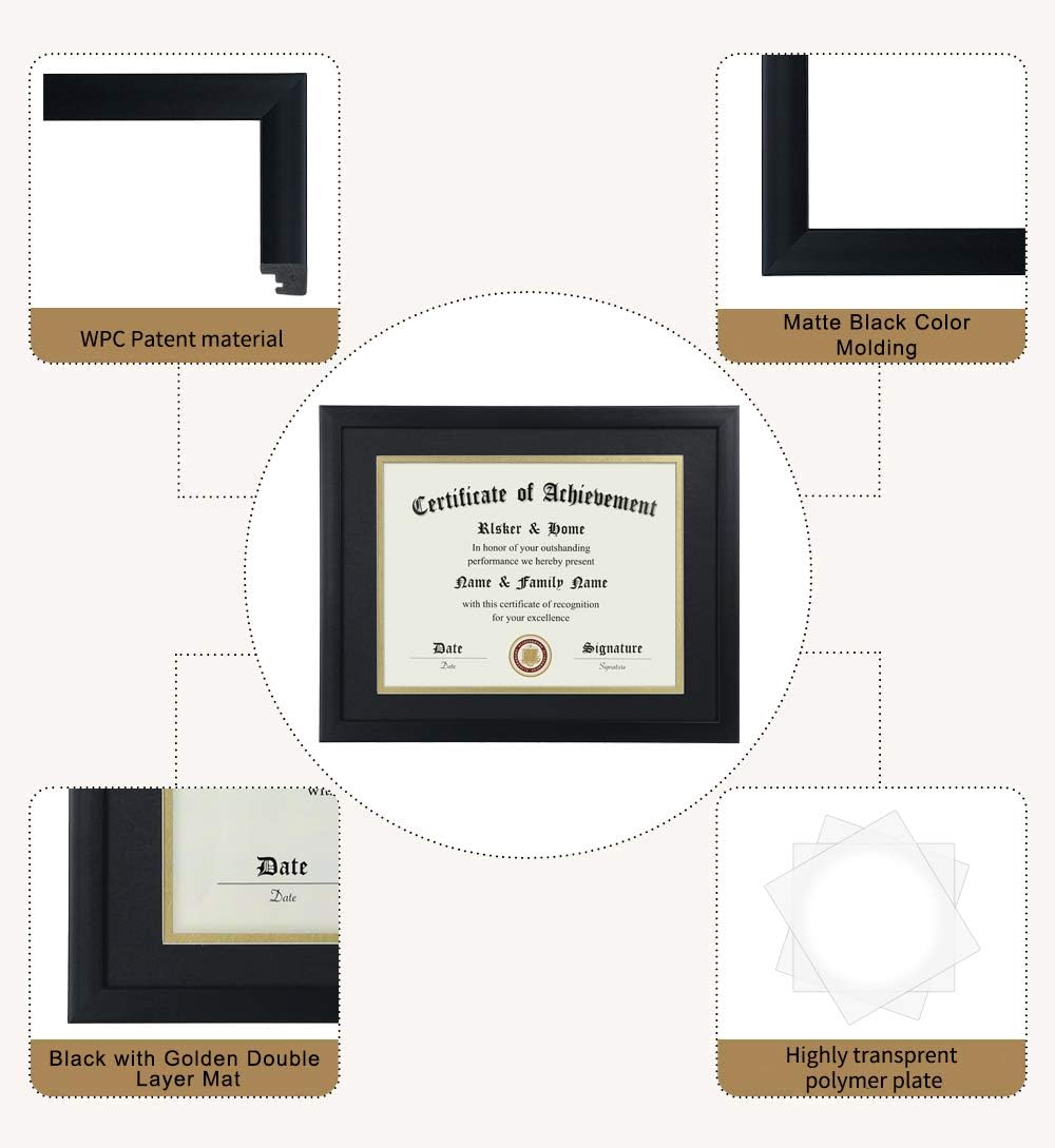 ELSKER&HOME 8.5x11 Certificate Frame - Classic Black Color Frame - Dis
