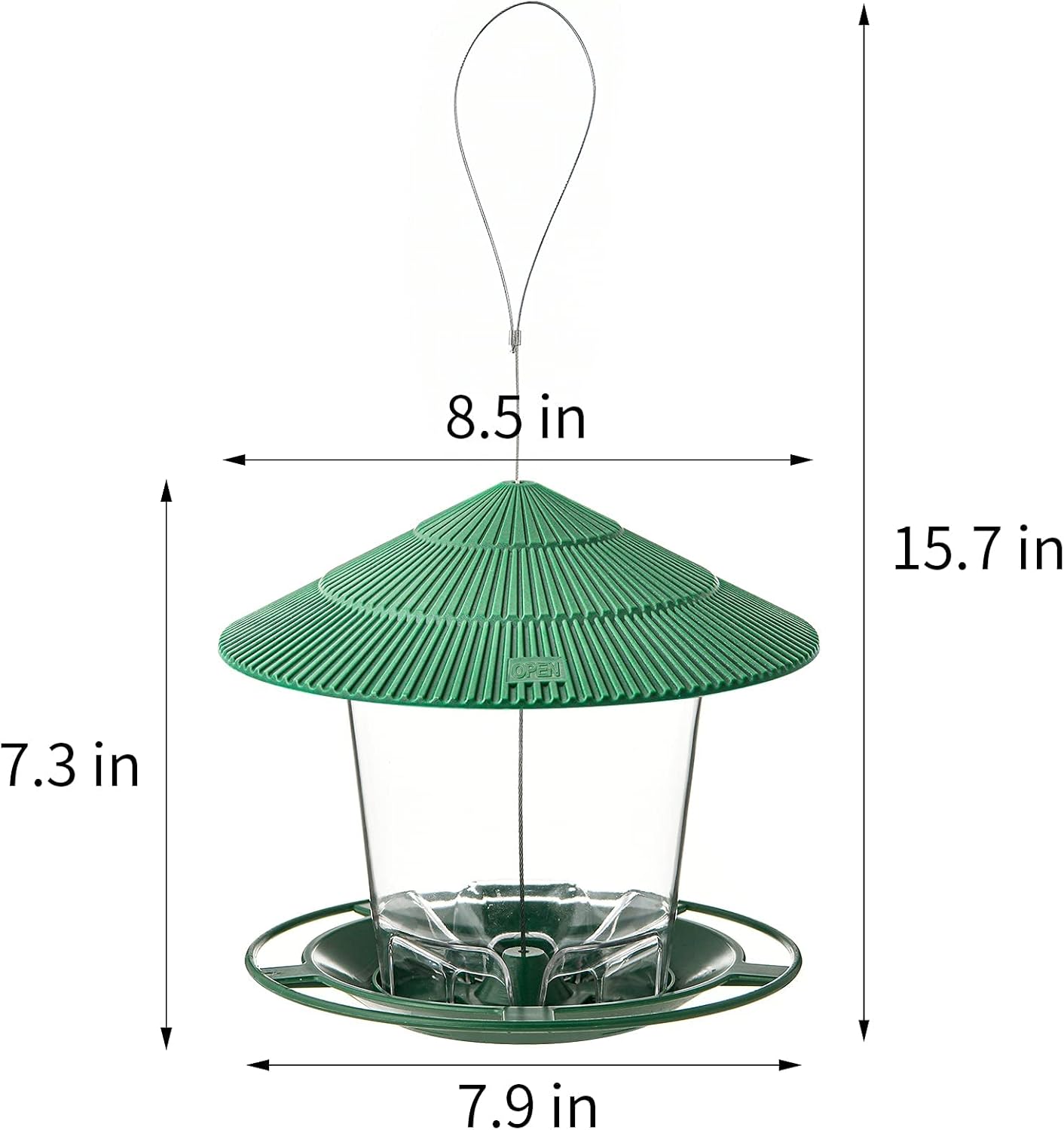 Bird Feeder Outdoor Hanging for Wild Bird Seed, Green