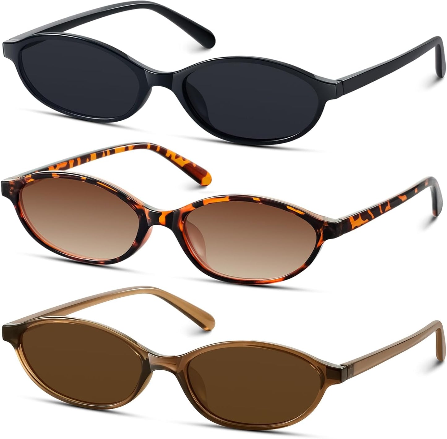 KUGUAOK Retro Oval Sunglasses for Women 90s Design Small Cat Eye Sun G