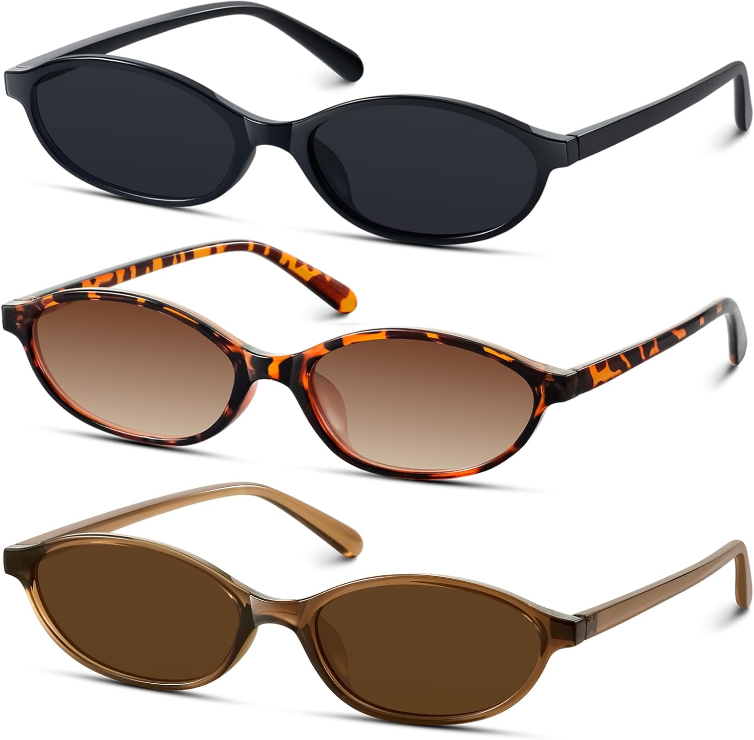 KUGUAOK Retro Oval Sunglasses for Women 90s Design Small Cat Eye Sun G
