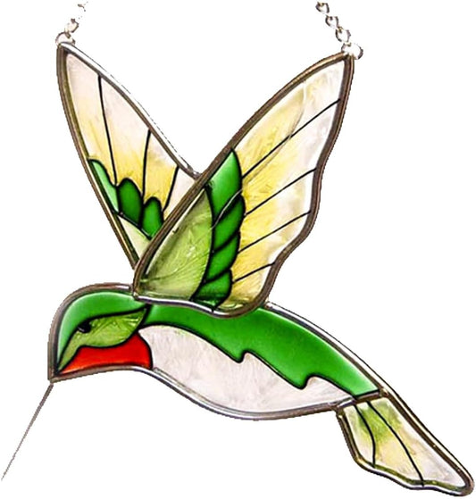Hummingbird Suncatcher Stained Glass Window Hanging Ornament Sun Catchers Indoor Window Decor Hummingbird Gifts for Mom & Grandma Bird Lovers