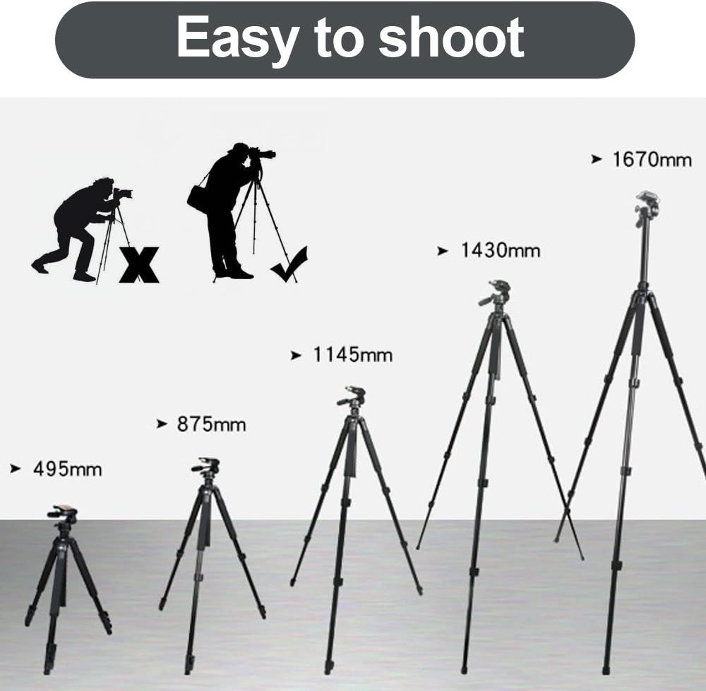 Gosky Tripod -Travel Portable Tripod for Spotting scopes, Binoculars, camcorders, or SLR Cameras (Pro (61-inch))