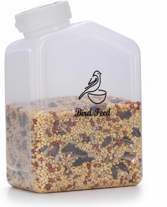 Bird Seed Storage Container,1.8L Bird Food Container,Plastic Wild Bird Seeds Dispenser for Storing Sunflower Seed,BPA Free (Clear)