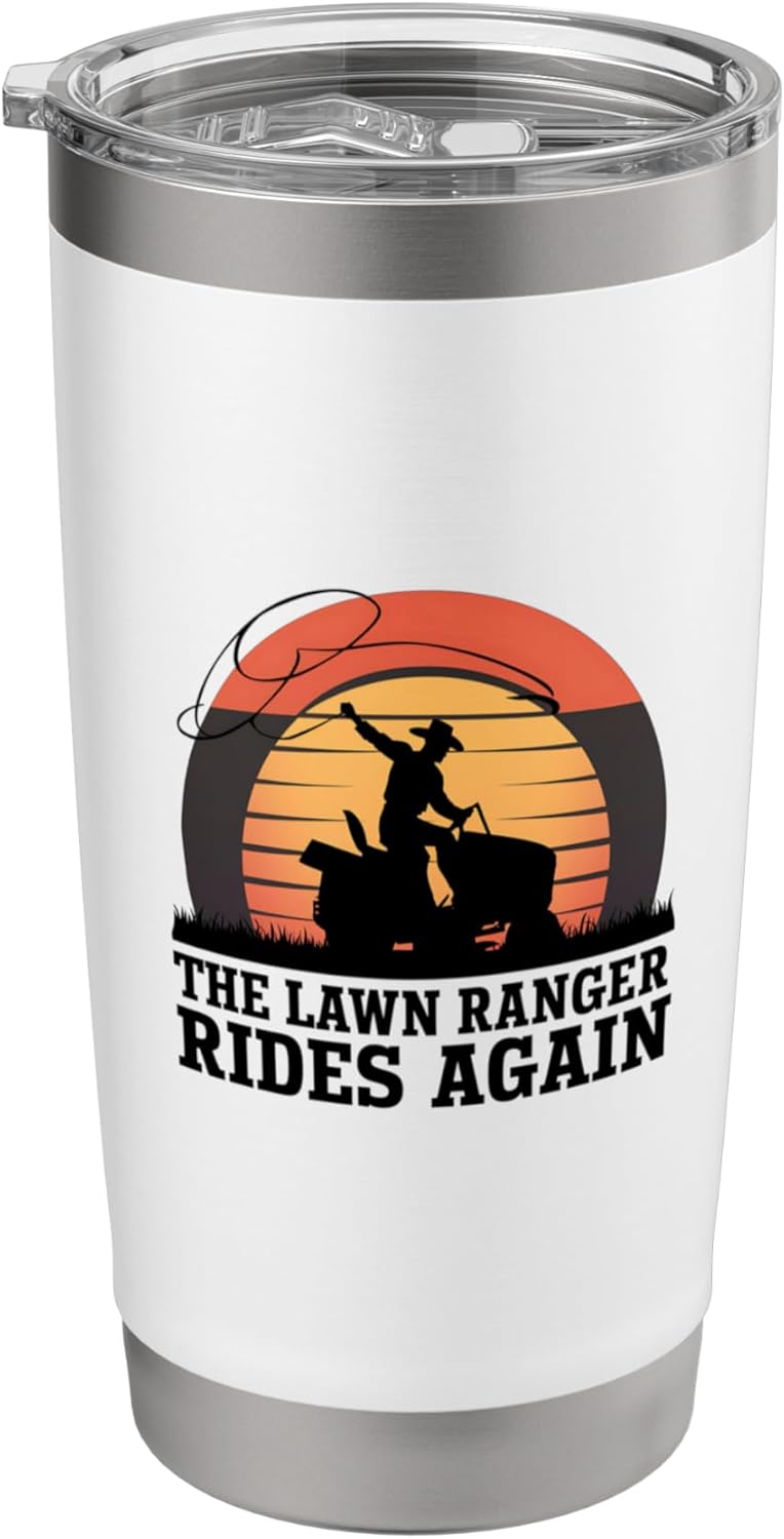The Lawn Ranger Rides Again Funny Lawn Care Stainless Steel Insulated Tumbler