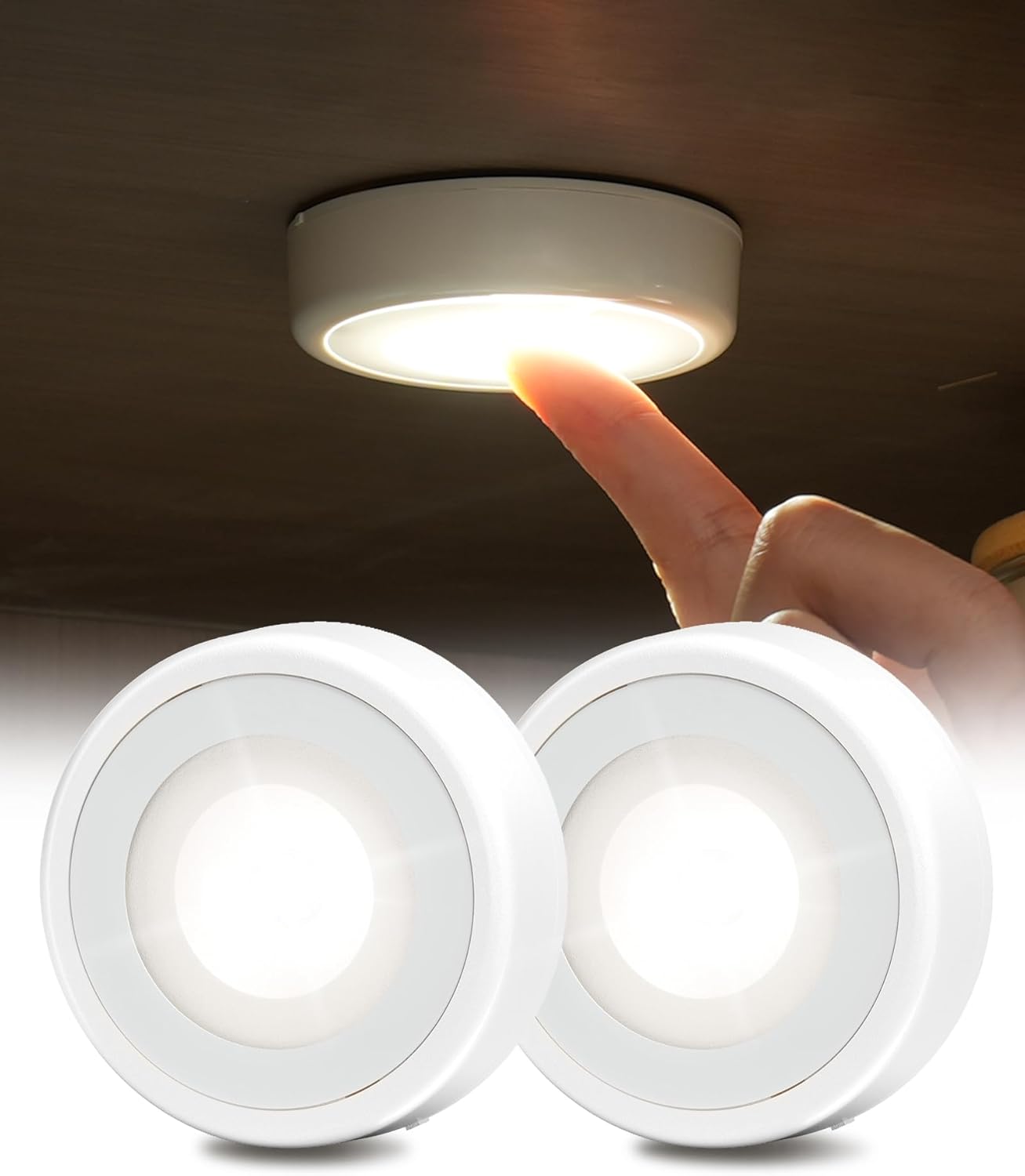 EZVALO LED Puck Lights, Rechargeable Battery Touch Light, 2.5'' Mini T