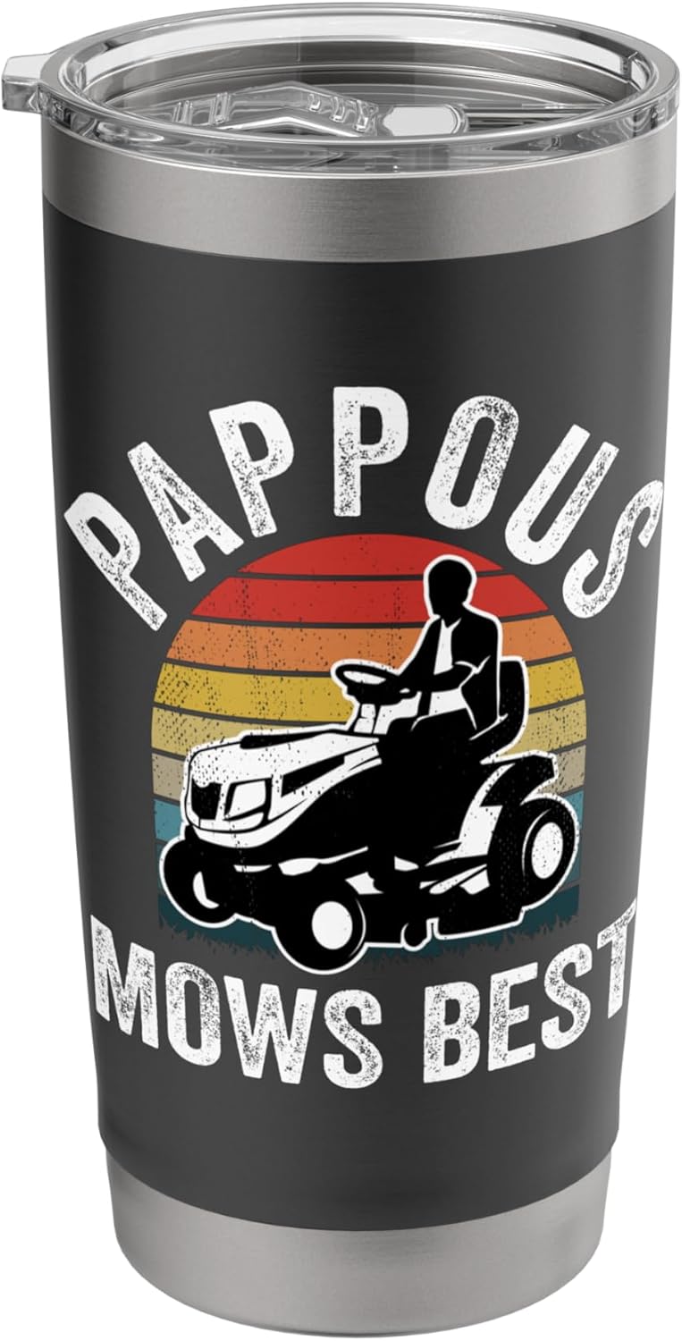 Pappous Mows Best Funny Gardener Lawn Care Father's Day Stainless Steel Insulated Tumbler