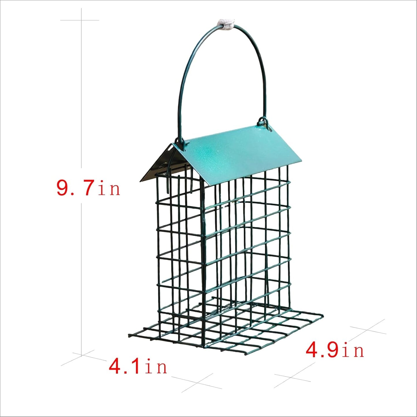Wild Birds feeders Metal Roof-Suet Cakes Cage Bird Feeder Outdoors or Outside Garden Yard Patio Hanging Outdoors or Outside Garden Yard Patio Hanging （Dark Green）