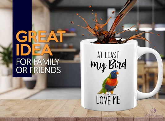 Bird Lover Coffee Mug 11oz White - Bird loves me - Hummingbird Nest Cage Parrot Dad Gardening Outdoor Birdwatcher Feeder