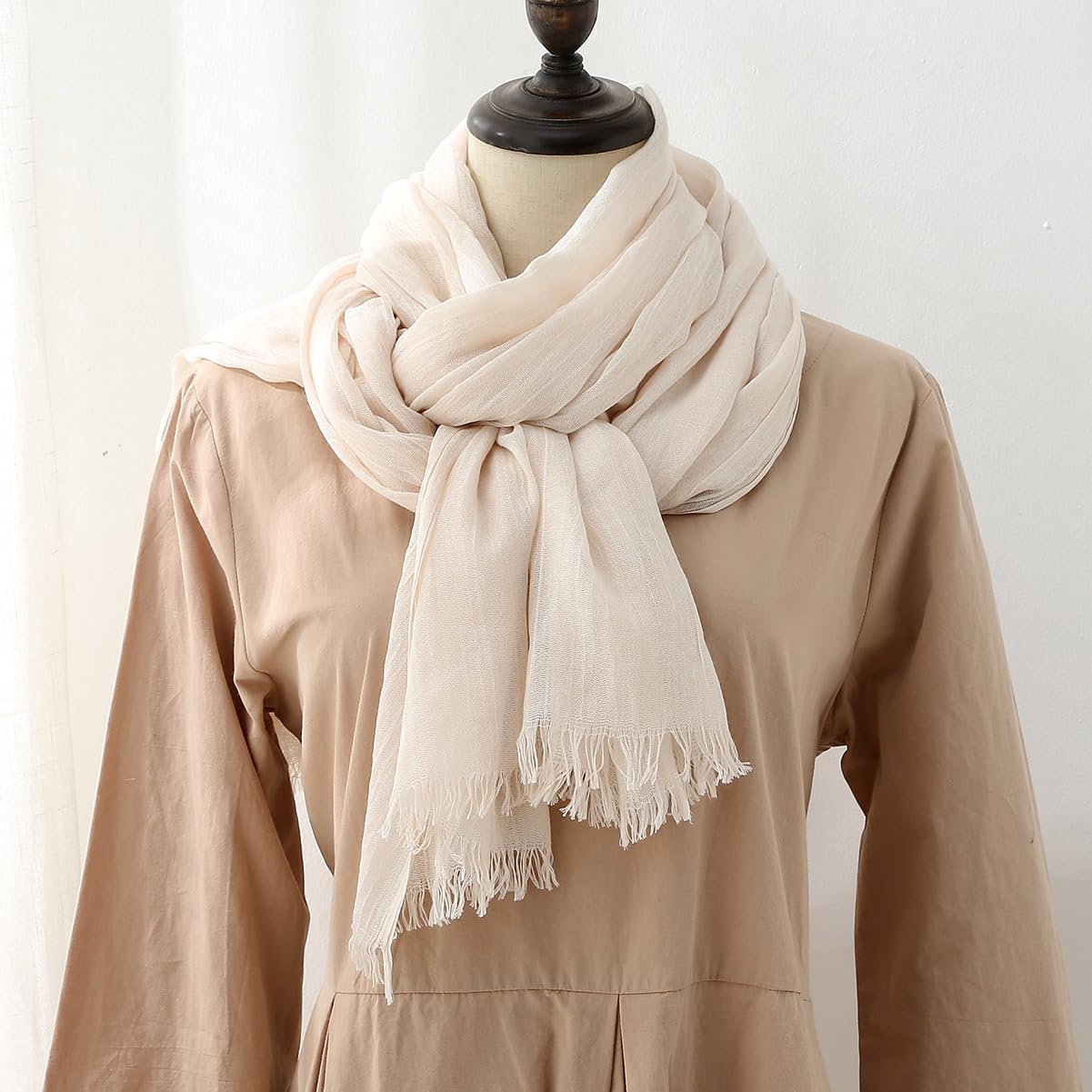 Harewom Lightweight Gauze Linen Feeling Shawl Wraps for Women Beach Su