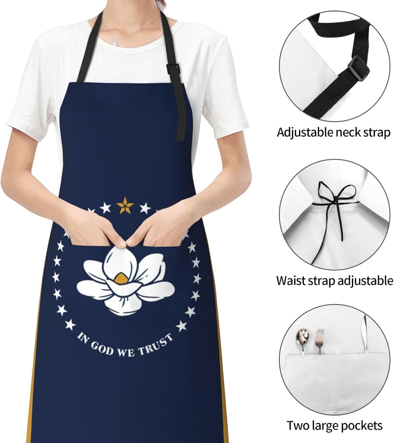 Mississippi State Flag print Waterproof chef's apron with pocket apron