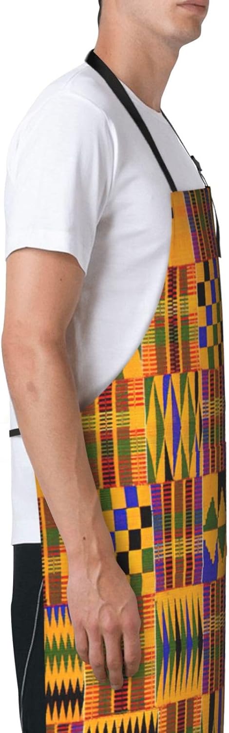 African Ethnic Pattern print Waterproof apron with pocket adjustable c