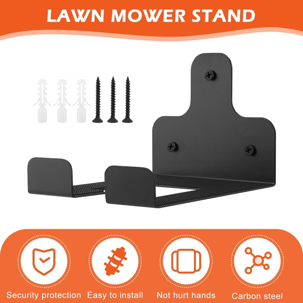 2-Pack Heavy-Duty Garage Organizer Trimmer Rack, Wall Mount Wee-d Eater Hanger, Garden Power Tool Hooks for Lawn Mower, Chainsaw, Broom, Hose & Sports Gear(COLOR:Black)
