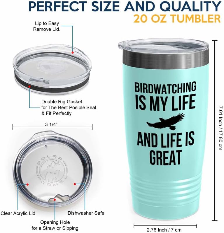 Birding Teal Edition Viking Tumbler 20oz - Birdwatching is my life - B