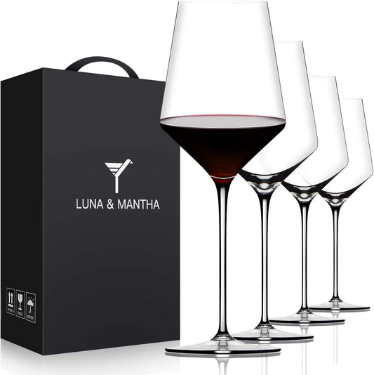 Red Wine Glasses Set of 4, Premium Crystal Wine Glasses Hand Blown,15 