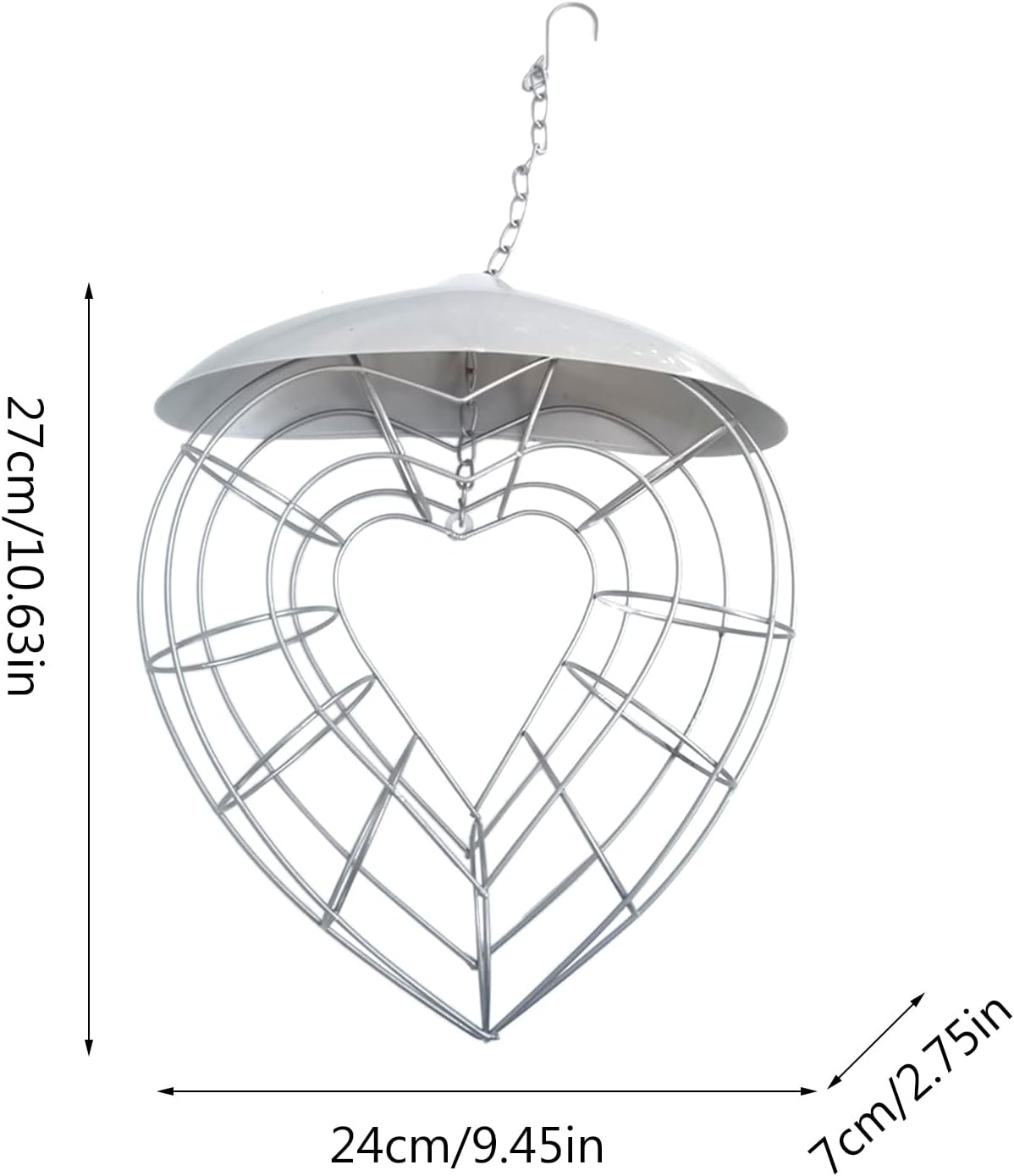 Birds Food Dispenser with Roof for Wild Canaries- Finches Suet Basket Outdoor Hanging Dispenser for Wild Birds