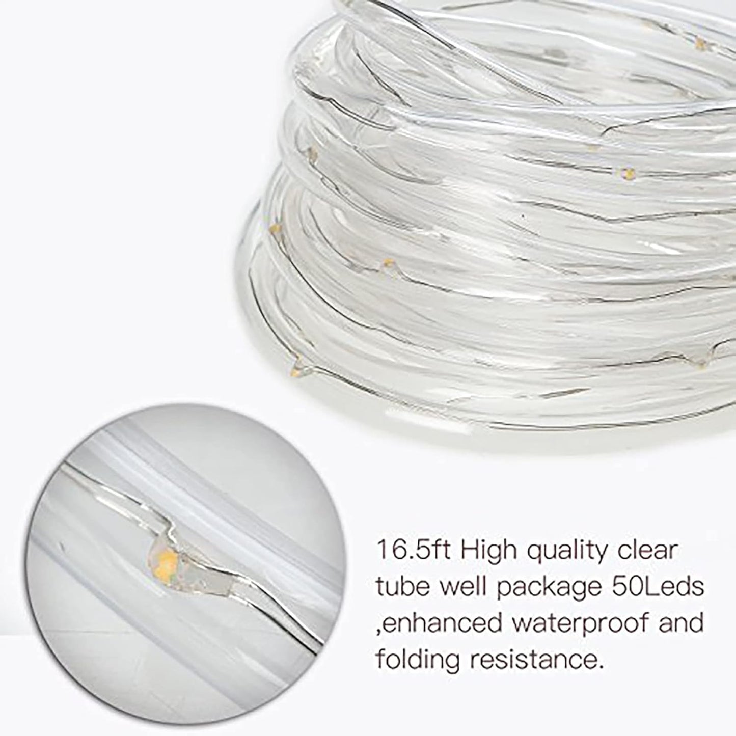 lychee Solar Rope Lights Outdoor 16.5ft 50LED Waterproof Solar Power String w/Light Outdoor Rope Lights Ideal for Home Garden Party Wedding Decoration (Blue)