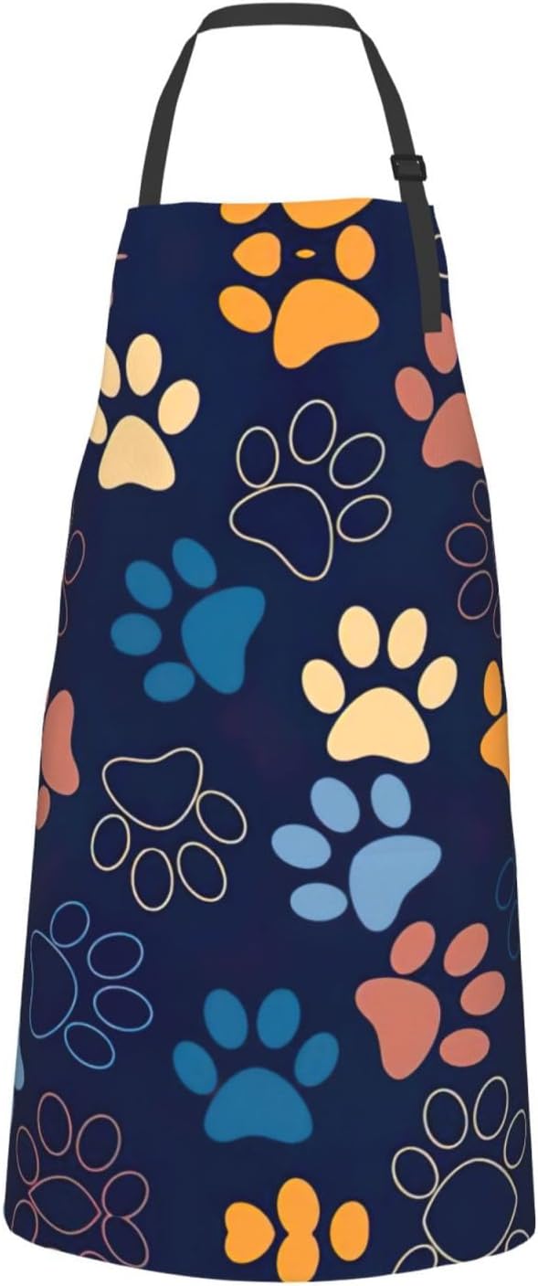 Cute dog paw Print Laundry apron 28x33 In Waterproof Kitchen Apron with Pockets for Cooking Baking