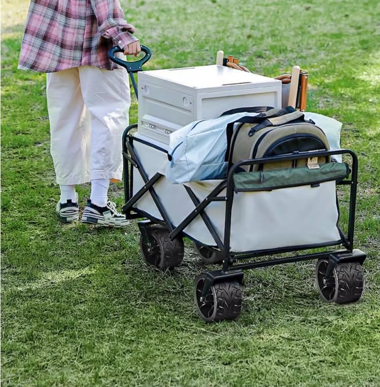Portable Camping Cart,Outdoor Camping Folding Beach Wagon Cart with 4 