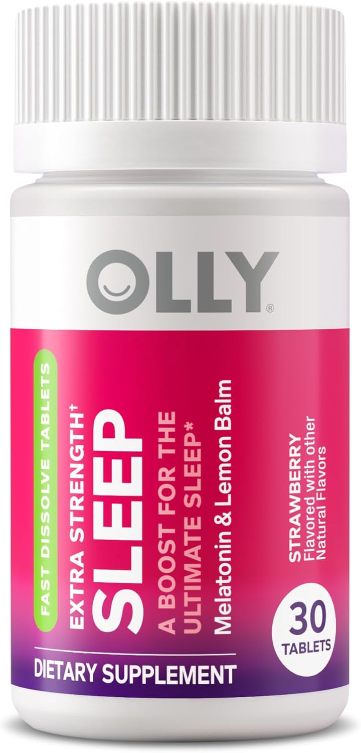 OLLY Extra Strength Sleep Fast Dissolve Tablets, 5mg Melatonin, Vegan,