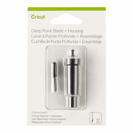 Cricut Deep-Point Blade + Housing,Cutting Blade with Deep Cut Housing,Cut Materials up to 1.5mm Thickness,for Personalized Crafts,Compatible with All Cricut Maker & Explore Machines, 1"D x 3"W x 4.5"H