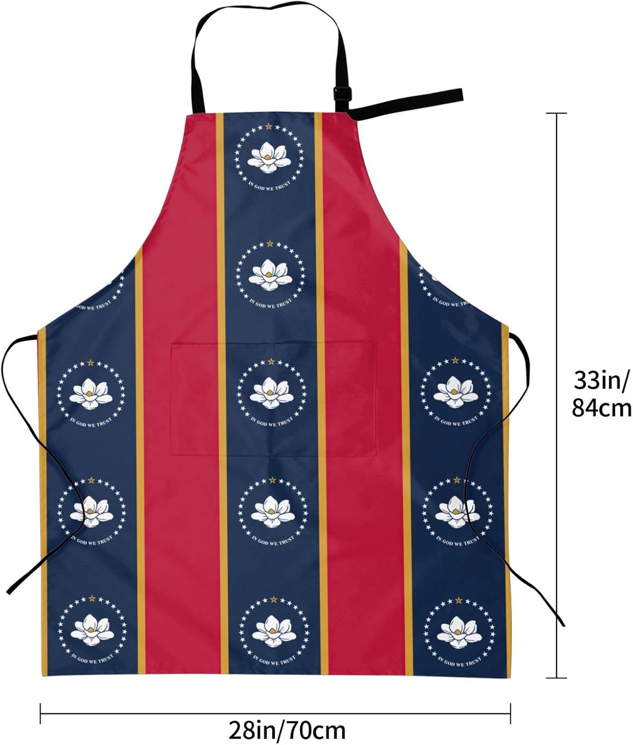 Mississippi State Flag print Waterproof chef's apron with pocket apron for kitchen cooking baking barbecue and gardening