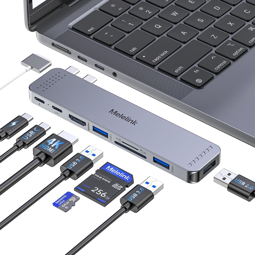 USB C Hub Adapter for MacBook Pro/Air M5 M4 M3 M2 M1 2025-2018 13" 15"