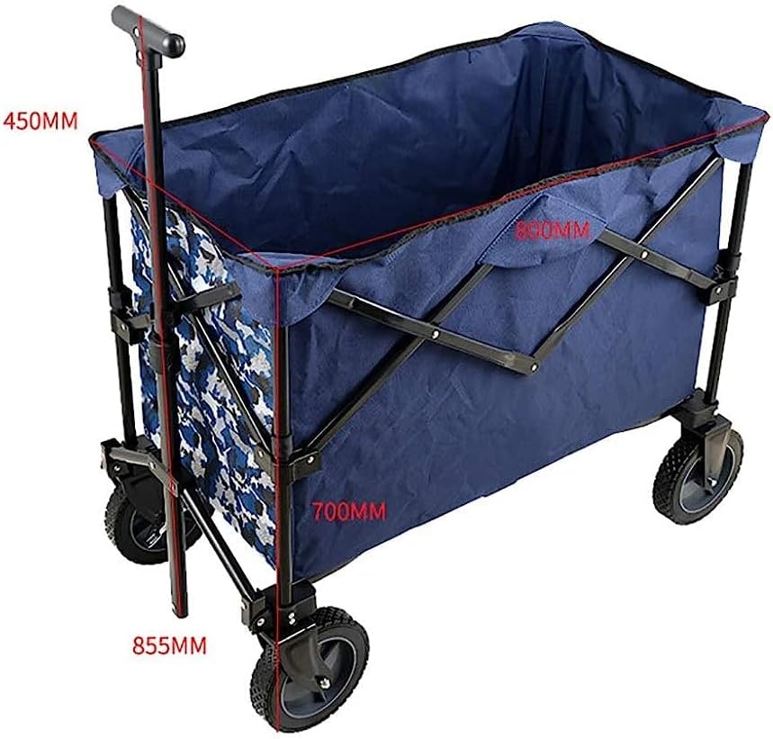 Handcart, Folding Portable Trolley Cart Shopping Cart Heavy Duty Wagon, Cargo Carry Trolley with 4 Wheel for Outdoor/Camping/Fishing/Mall - 100Kg