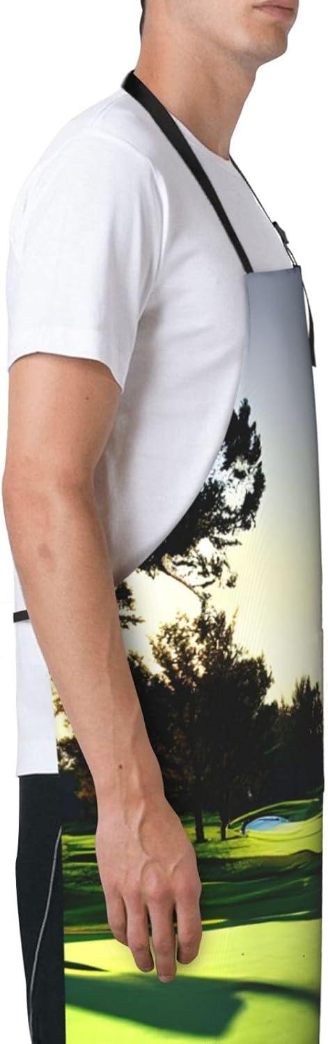 YANYU Golf Course Print 28x33 In Kitchen Apron Stylish Chef Apron with