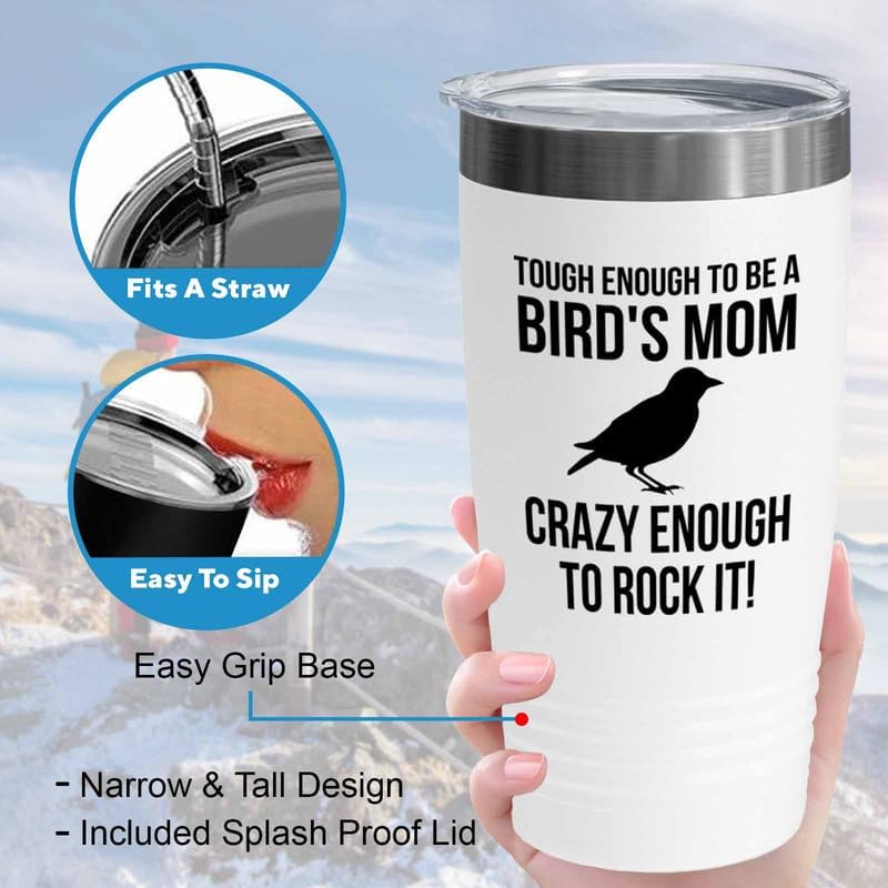 Birding White Edition Viking Tumbler 20oz - Tough enough to be - Bird Feeder Backyard Birdwatcher Gifts Birding Bird Lover