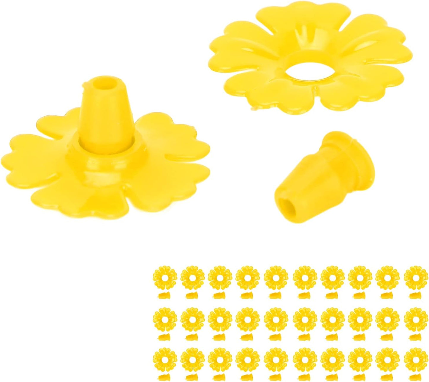 30 Set Hummingbird Feeder Flowers Hanging Bird Feeding Ports Replacement Parts for Bee Guards Feeding Hummingbird Outdoors Supplies(Yellow)