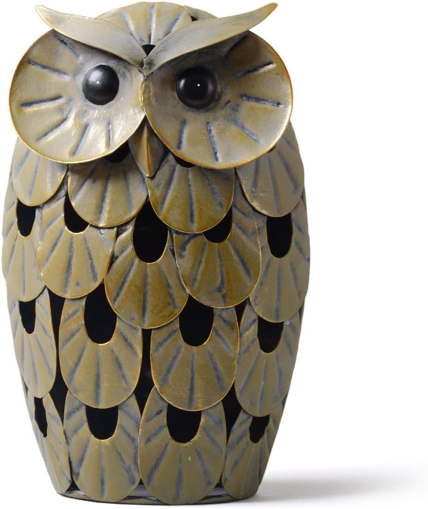 Owl Statue Figurine Animal Gifts Modern Sculpture Decor Metal Arts 9.4inch
