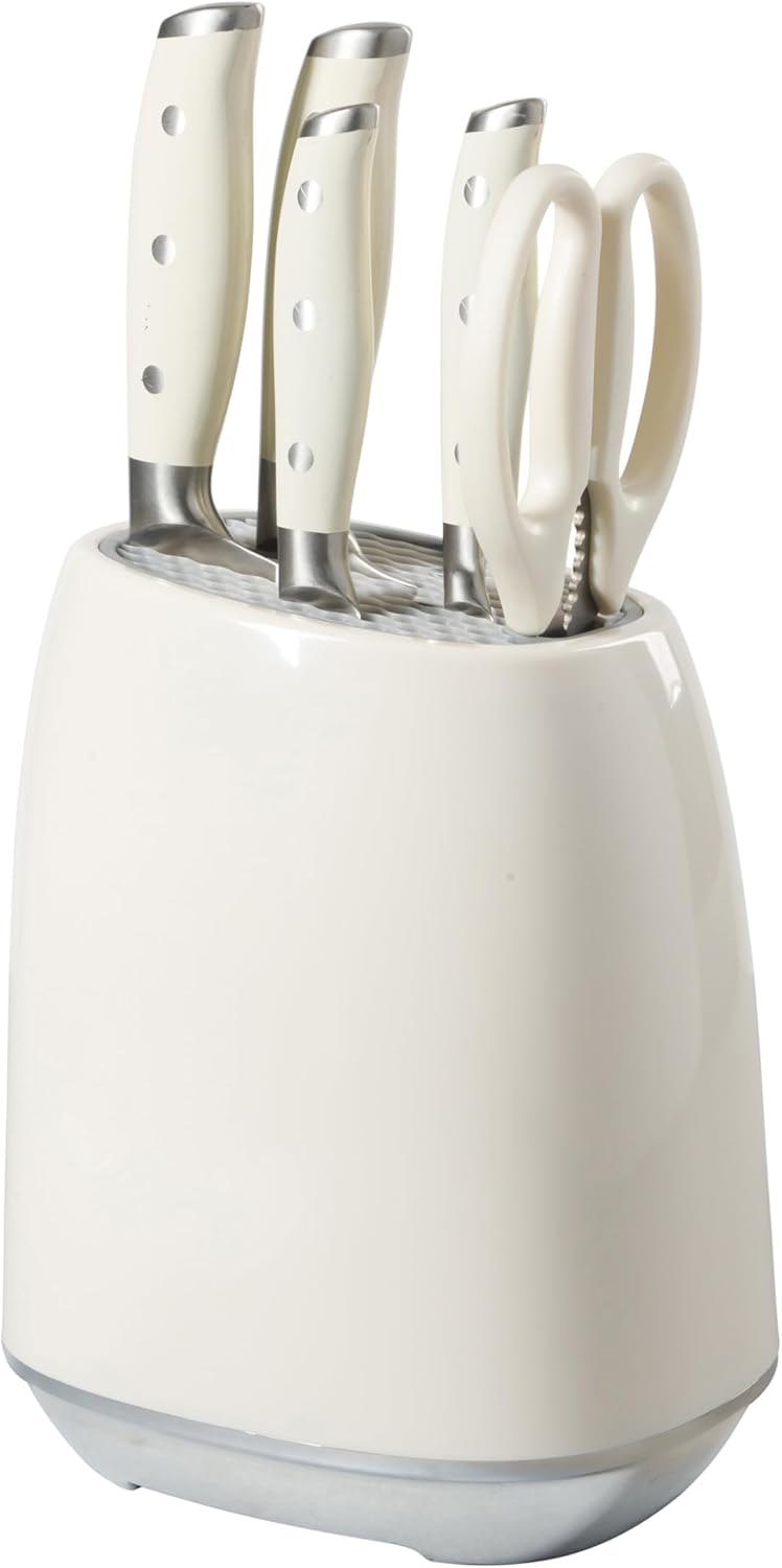 Oster Deaton Knife Block Set with Stainless Steel Knives & Kitchen She