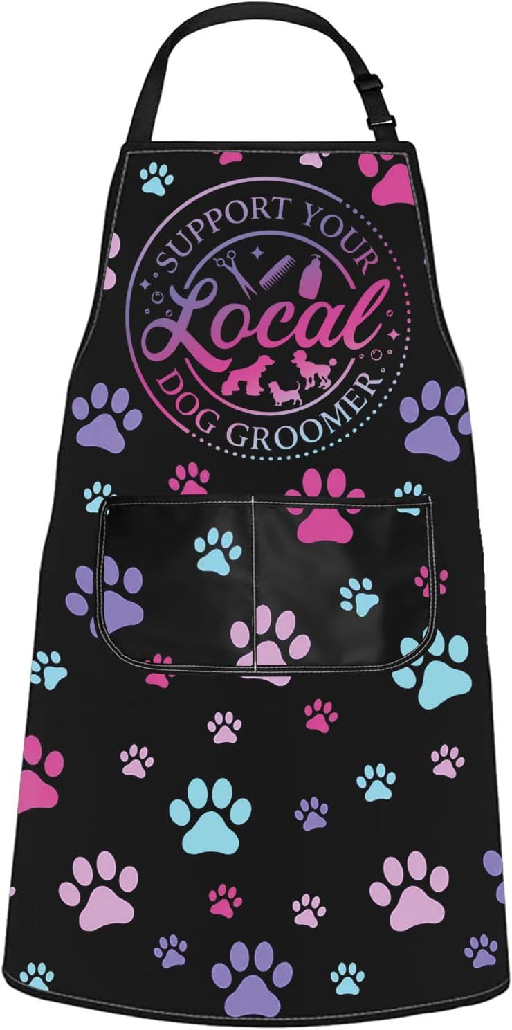 WCGXKO Support Your Local Dog Groomer Kitchen Apron Dog Hair Grooming Gift Cute Pet Grooming Gift