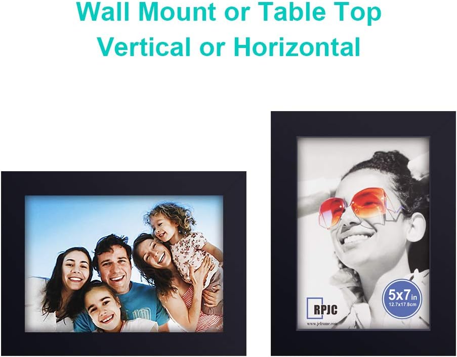 RPJC 5x7 Picture Frames Made of Solid Wood High Definition Glass for Table Top Display and Wall Mounting Photo Frame Black