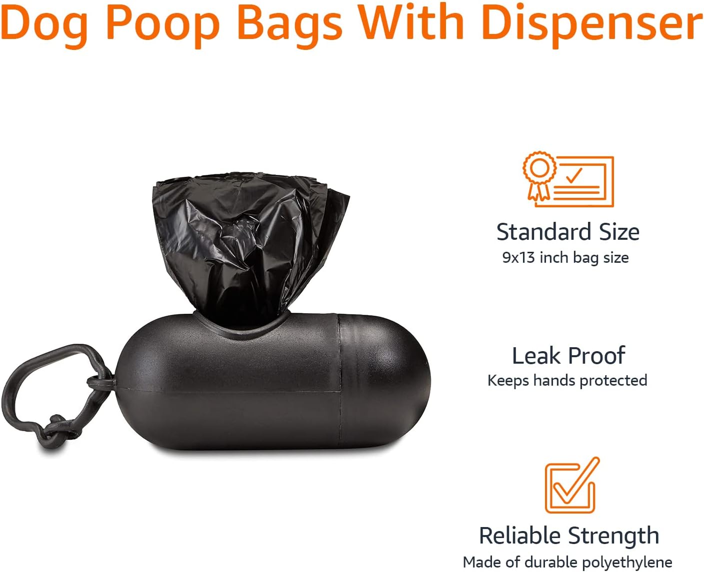 Amazon Basics Dog Poop Leak Proof Bags with Dispenser and Leash Clip, 
