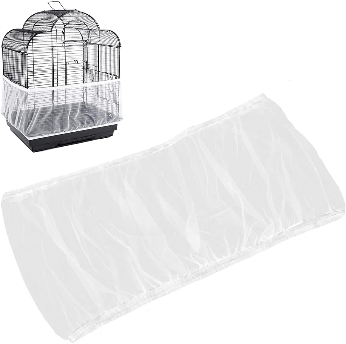 Universal Bird Cage Seed Catcher,Seed Catcher Guard Net Cover,Parrot Nylon Mesh Net Cover,Soft Airy Cage Net Stretchy Skirt for Round Square Cage