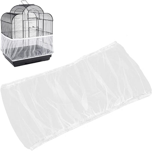 Universal Bird Cage Seed Catcher,Seed Catcher Guard Net Cover,Parrot Nylon Mesh Net Cover,Soft Airy Cage Net Stretchy Skirt for Round Square Cage