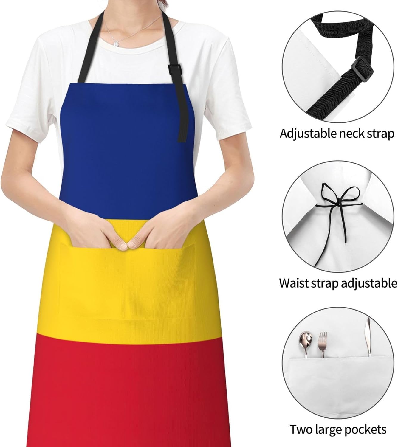 Flag of Romania print Waterproof chef's apron with pocket apron for kitchen cooking baking barbecue and gardening