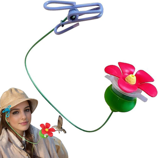 1 Pc Hummingbird Feeder Hat,Hat Clip Hummingbird Feeder, Unique Mini Hat Clip Hummingbird Feeder for Outdoors, Intimate Contact with Hummingbirds
