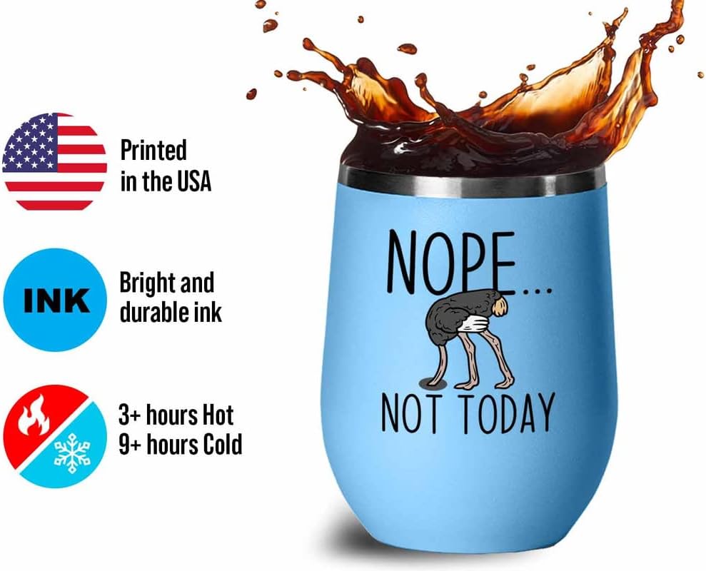 Bird Lover Blue Edition Wine Tumbler 12oz - Nope not Today - Hummingbi