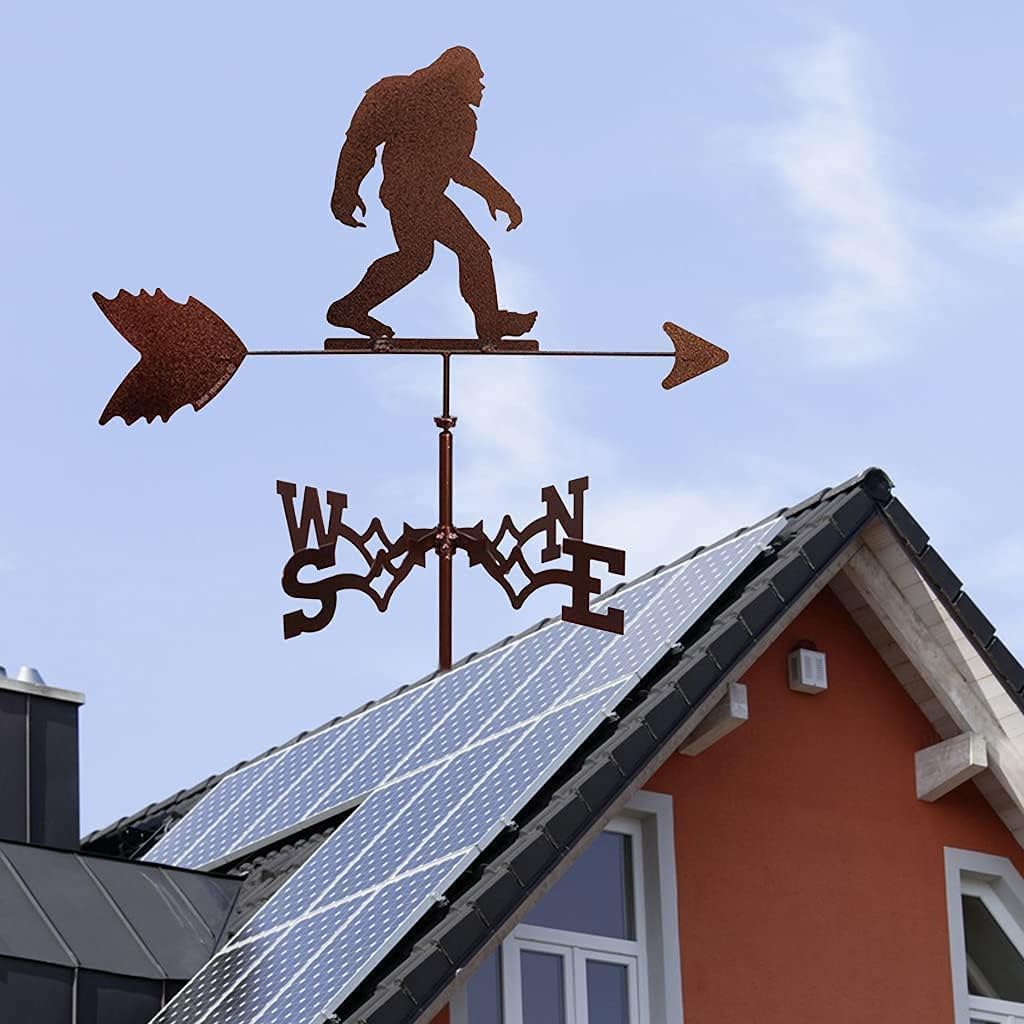 Metal Weather Vane Wind Direction Measuring Instrument Roof Installation Weather Vane Farm Scene Garden Art Deco Accessories (Sasquatch)